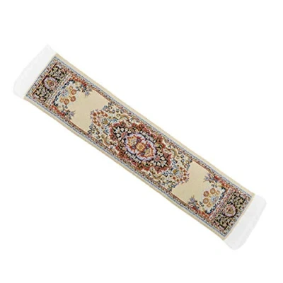 Image of Melody Jane Dolls House Beige Turkish Woven Carpet Runner Miniature Rug1:12 Scale