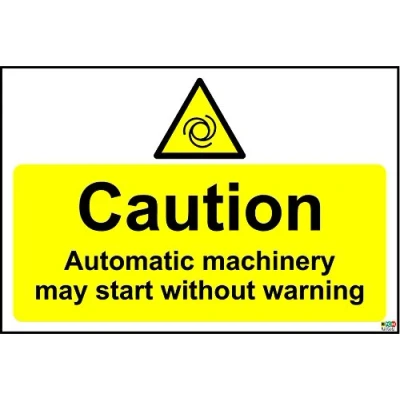 Image of Caution Automatic Machinery Sign Self Adhesive Vinyl 150mm x 100mm