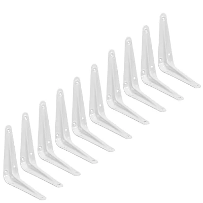 Image of London White Shelf Brackets, Floating Book Shelves Support, Pack of 10 (125x100mm 5x4inch)