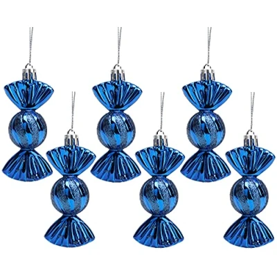 Image of Christmas Concepts® Pack of 690mm Sweet Shaped Baubles Shiny &amp; Glitter Decorated Tree Decorations (Midnight Blue)