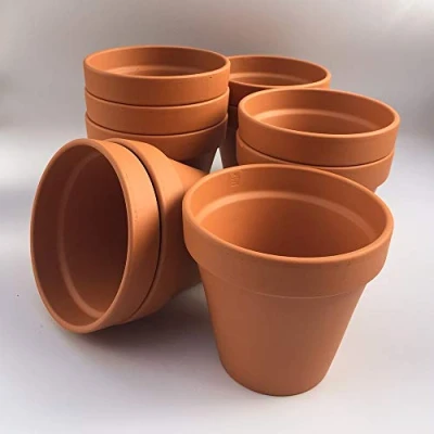 Image of Weston Mill Pottery [F13] Small terracotta plant pots (pack of 10) 132mm diameter x 117mm high
