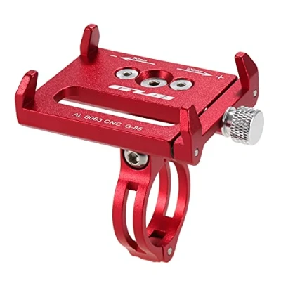 Image of Lixada Universal Adjustable Bike Phone Holder GPS Bracket Cradle Clamp for Mountain (Red)