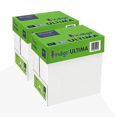 Image of A4 Paper indigo Ultima White Plain Printer Copy Box of 5 Reams 2500 Sheets (70/75 GSM) 2 Boxes