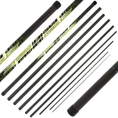 Image of NGT 11m Full Carbon Carp Basher Fishing Pole + Spare Top 3 Sections Cloth Bag