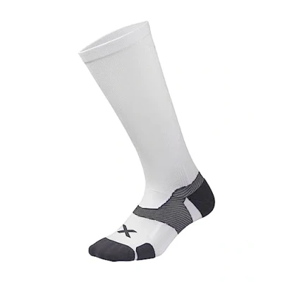 Image of 2XU Unisex VECTR CUSHION FULL LENGTH SOCK White/Grey S