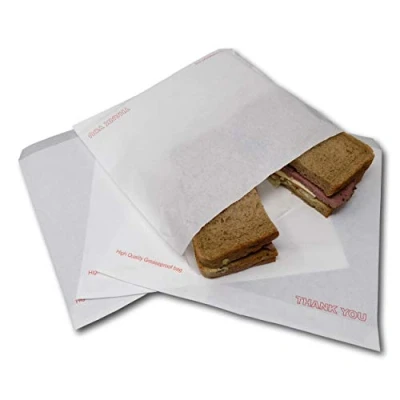 Image of EPOSGEAR® 8&quot; x White Thank You Greaseproof Paper Bags Ideal for Cakes, Pastries, Sandwiches etc (1000)