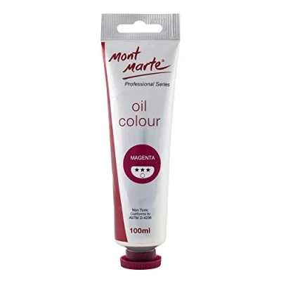 Image of MONT MARTE Premium Oil Paint, 100ml (3.4oz), Magenta, Good Coverage, Excellent Tinting Strength