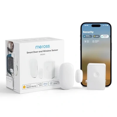 Image of Meross Smart Door Window Sensor (Hub Required, Not Included), WiFi Mini Contact for Home Security &amp; Automation, Instant Alerts, Compatible with Apple HomeKit, Alexa, Google SmartThings