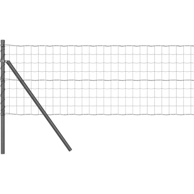 Image of vidaXL Euro Fence with 13 Posts 0.4x50 m Galvanised Steel Grey