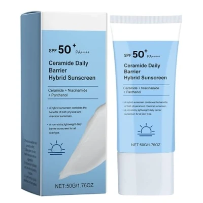 Image of Ceramide Daily Barrier Hybrid Suncream SPF 50+ PA ++++ Cream with Ceramide, Korean Skin Repair Moisturizer for Dry &amp; Sensitive Skin, 120 hour Lasting Hydration