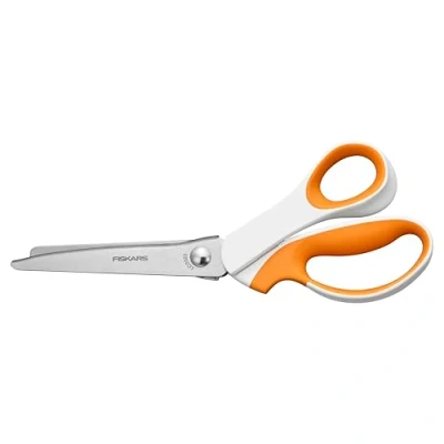 Image of Fiskars Softgrip Pinking Shears,Steel and Orange,8 inch