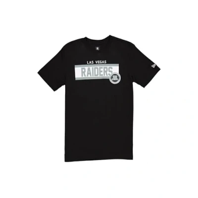 Image of LAS VEGAS RAIDERS New Era Cap NFL Regular T Shirt High Density Ink Screenprint Front Graphic Original Team Color Unisex Black