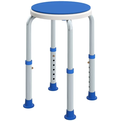 Image of HOMCOM 360 Degree Swivel Shower Stool with Non Slip Feet for Disabled, Blue