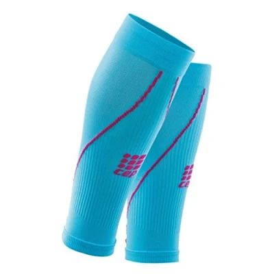 Image of CEP calf SLEEVE 2.0 for women Run compression sleeves in light blue/pink, size IV
