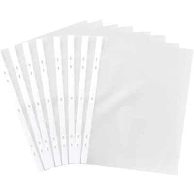 Image of 1ABOVE 60 Micron 100Pack A4 Glass Clear Plastic Wallets Punched Poly Pocket Paper Document Files (1)