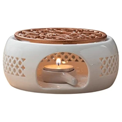 Image of Ceramic Teapot Warmer Holder Base Tea Insulation Coffee Water Candle Heating Teaware