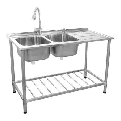 Image of MonsterShop Kukoo Commercial Catering Sink Double Bowl/Right Hand Drainer