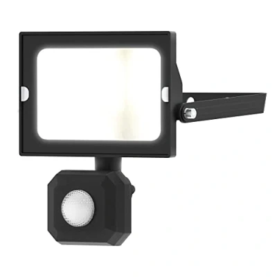 Image of 4lite Motion Sensor Floodlight (Black) 1700lm IP65 Rated Compact LED Integrated 20W Flood Light 4L2/1015 4Yr Guarantee