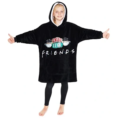 Image of FRIENDS Hoodie for Girls Teens, Fleece Oversized Blanket 7 14 Years (Black)