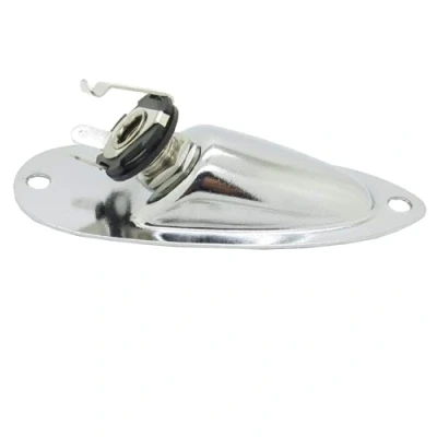 Image of Pxyelec Boat Style 1/4&quot; (6.35mm) Guitar Pickup Output Input Jack Plug Socket for FD Strat Guitar, Mono Electric Replacement Parts (Chrome)
