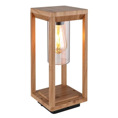 Image of Globo Candela pillar light in a wood look, height 35 cm
