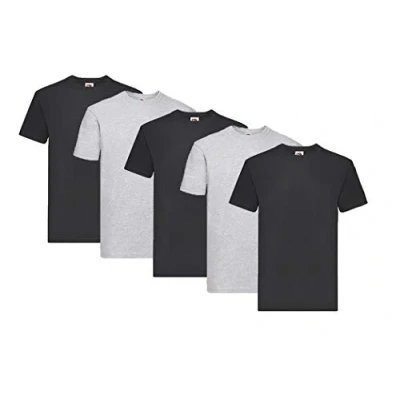Image of Fruit of the Loom Men&#039;s Super Premium Short Sleeve T Shirt (Pack 5) Multicolour Large