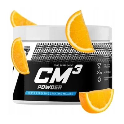Image of TREC Nutrition CM3 Powder 250g Creatine Malate TriCreatine for Muscle Strength &amp; Building Orange Flavor Boost Performance High Intensity Workouts