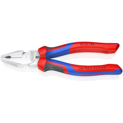 Image of Knipex High Leverage Combination Pliers chrome plated, with multi component grips 180 mm 02 05
