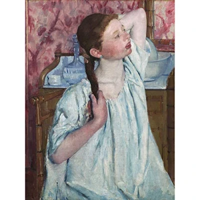 Image of Mary Cassatt Girl Arranging Her Hair Unframed Wall Art Print Poster Home Decor Premium