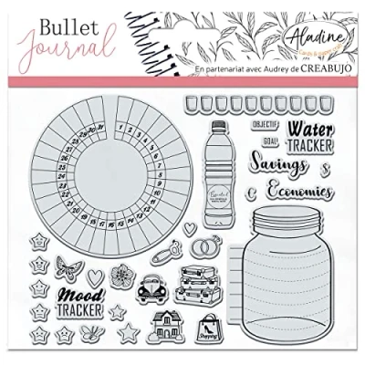 Image of Aladine Stampo Bullet Clear TRACKERS 1 Sheet of Foam Stamps, Silicone Footprint Ideal for Journal, Scrapbooking, Notebooks DIY Craft 3963 Black