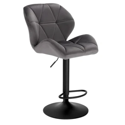 Image of WOLTU Bar Stools Dark Grey Chairs Breakfast High Dining for Kitchen Island Counter Velvet Exterior/Adjustable Swivel Gas Lift/Steel Footrest &amp; Base Classic Black BH139dgr 1 UK
