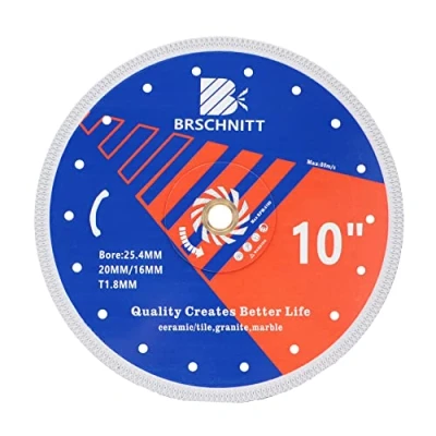Image of Super Thin Diamond Porcelain Saw Blade with X Teeth,BRSCHNITT 250mm Cutting Disc Reinforced Core Center for Dry/Wet Tile Ceramic Marble Granite