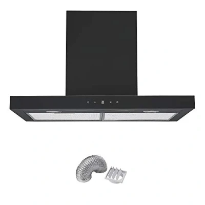 Image of Cookology Designer Box Cooker Hood, Touch Control T Shaped Kitchen Extractor Fan &amp; Ducting Kit (70cm, Black)