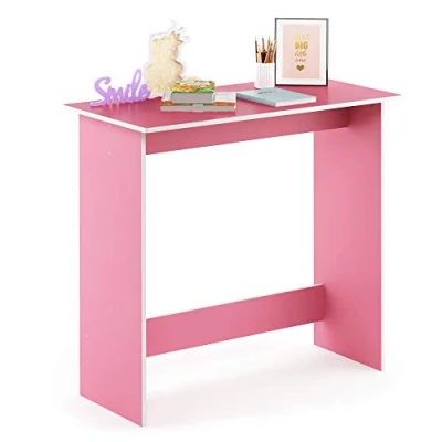 Image of Furinno Simplistic Computer Desk, Study Writing Pink/White,80 (W) x 75.7 (H) 39.4 (D) cm