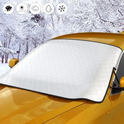 Image of Yomisee Car Windscreen Cover, Windshield Cover for Winter Magnetic Frost Protector Perfect Resists Snow Ice Sun UV Dust Water, Fits Most Cars, SUV (183x116cm)