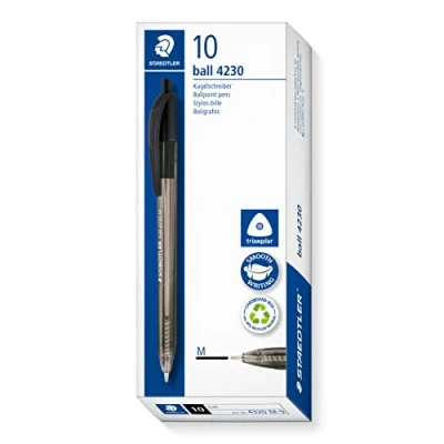Image of STAEDTLER 4230 M 9 Retractable Rainbow Ballpoint Pen Black (Box of 10)