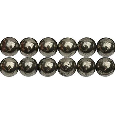 Image of 8mm Genuine Pyrite Beads for Jewellery Making Sold by One Strand APX 46 Pcs Hole Size 1mm