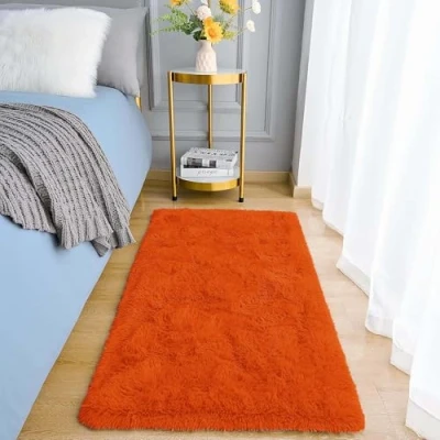 Image of Aspire Homeware Rugs Living Room Rust Area 60x110cm for Bedroom Anti Slip Modern Super Soft Thick Pile Fluffy Shaggy Rug Non Shedding