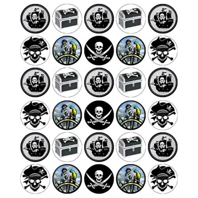 Image of 30 Pirate Cupcake Toppers Edible Wafer Paper Fairy Cake Birthday Cakes