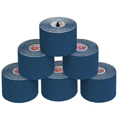 Image of ALPIDEX Kinesiology Tape 1/3/ 6/12 Rolls Many Colors 5 m x cm Application Examples E Book Skin Friendly Muscle Support Elastic Strapping Tape, Colour:Dark Blue, Quantity:6