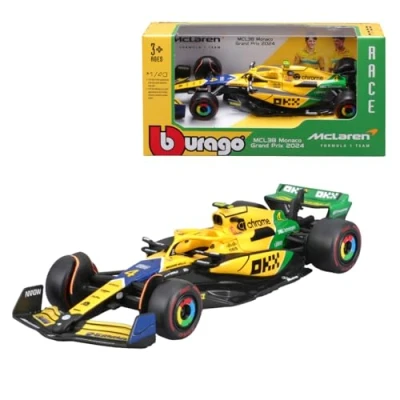 Image of Bburago F1Formula 1 MCLAREN MCL38 (2024) NORRIS SENNA LIVERY 1:43 Scale Incredibly Detailed Die Cast Replica Collectible Race Car Model