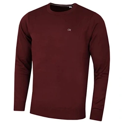 Image of Calvin Klein Mens Crew Neck Sweater Burgundy XXL