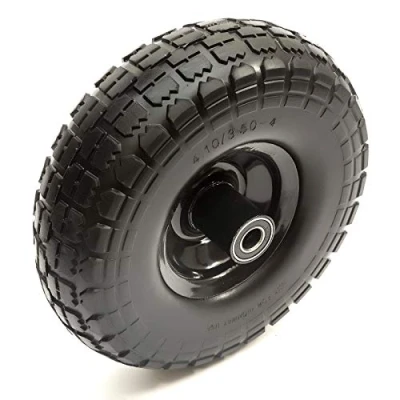 Image of 10 Inch 4.10/3.50 4 PU Puncture Proof Solid Tyre &amp; Offset Metal Wheel Barrow Wheelbarrow