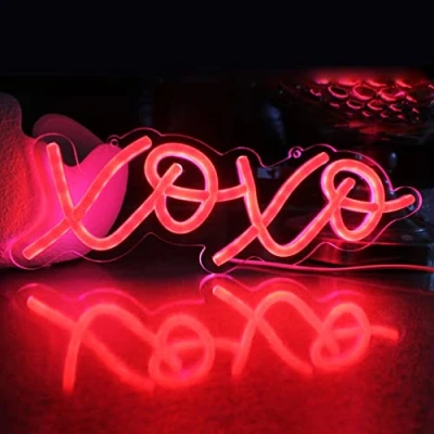 Image of DAKABUKA XOXO Red LED neon Light sign Night Lights For Wall Decor Up Signs Birthday Gift Kids&#039; Bedroom Party Hotel Restaurant Bar (USB Powered)
