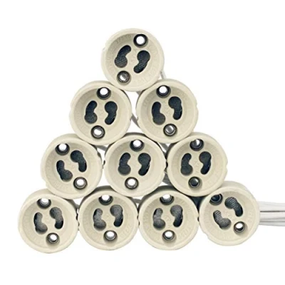 Image of EACLL GU10 Lamp Bases Feet Socket, Ceramic with High Quality Silicone Cable, Connecting Sockets for LED Lamps and Halogen, Pack of 10