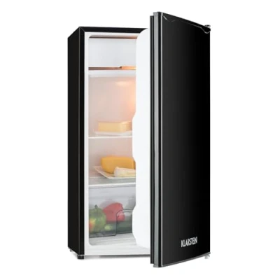 Image of KLARSTEIN Alleinversorger Fridge Refrigerator, Class E, Freezer, 5 Levels of Temperature Control, 2 Glass Shelves, Interchangeable Door, Capacity: 90L, Black