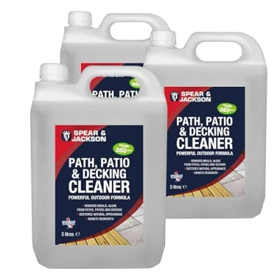 Image of Spear and Jackson 3 x 5 Litres Concentrate Path Patio Decking Cleaner Green Algae Mould Remover Pressure Washer Detergent