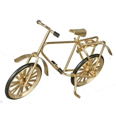 Image of Dolls House Small Gold Bicycle Bike Miniature 1:12 Scale Garden Accessory