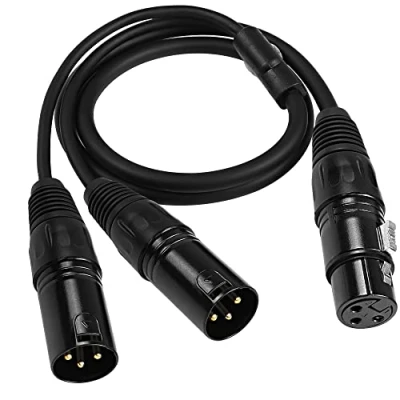 Image of MEIRIYFA XLR Splitter Cable 1 Female to 2 Male Microphone Cable, 3Pin Dual Balanced Patch Y Mic Audio Adapter 0.8M