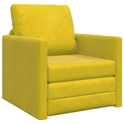 Image of vidaXL Floor Sofa Bed 2 in 1 Dark Yellow 74x77x81 cm Velvet